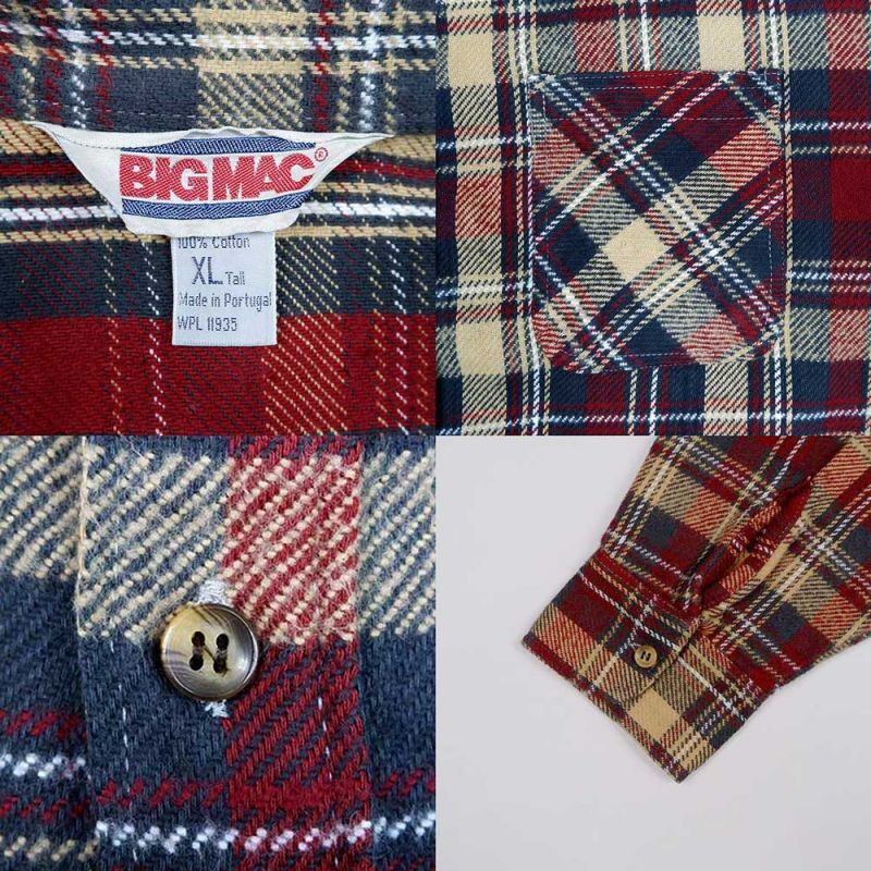 80's BIG MAC ヘビーネルシャツ "BEIGE×BURGUNDY"mtp03012201752450｜VINTAGE