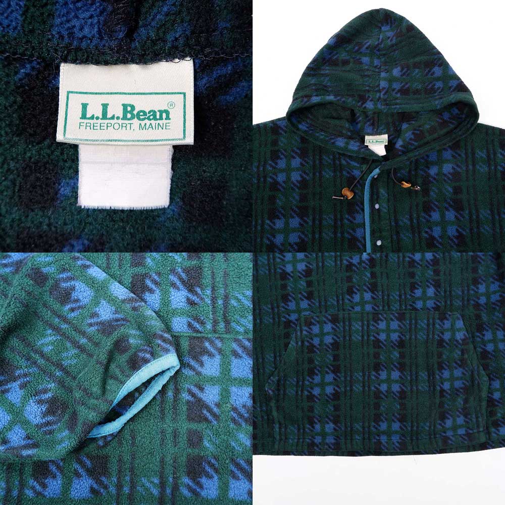 90's L.L.Bean 総柄 フリースアノラックパーカー