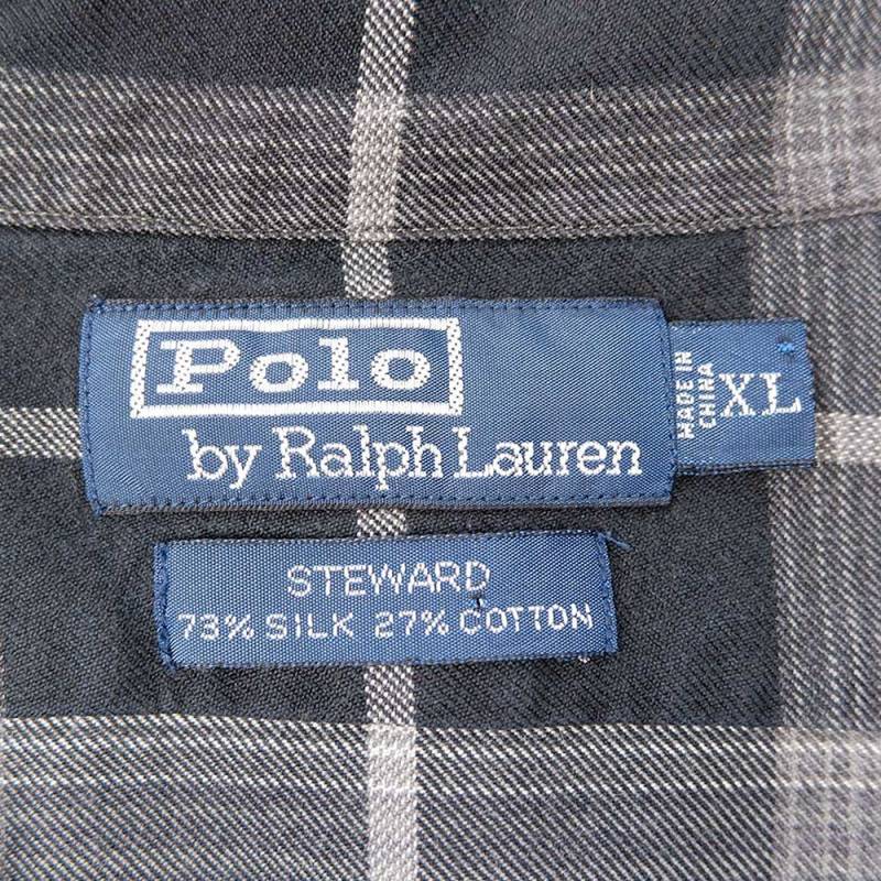 90's Polo Ralph Lauren オンブレチェック柄 オープンカラーシャツ 