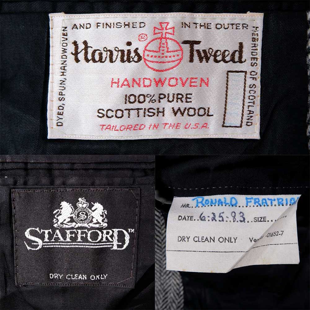 80's Harris Tweed ウールテーラードジャケット “MADE IN USA”mot010b1602104055｜VINTAGE
