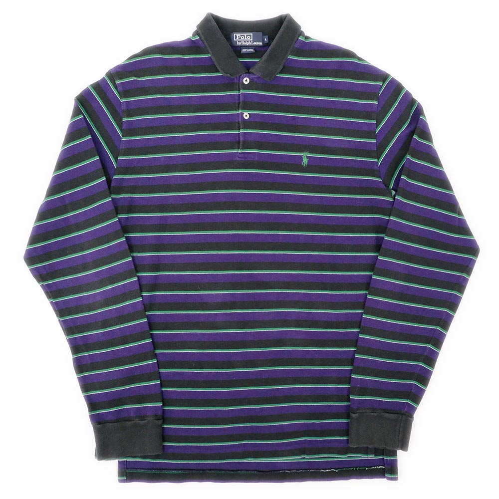 90's Polo Ralph Lauren マルチボーダー柄 L/S ポロシャツ
