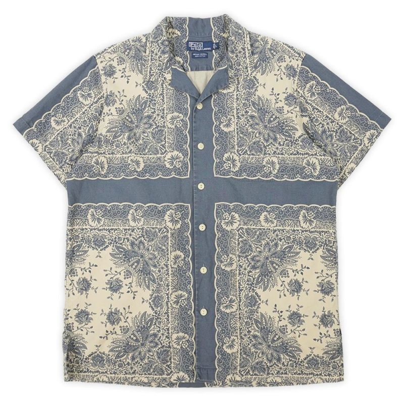 90's Polo Ralph Lauren S/S 総柄 オープンカラーシャツ