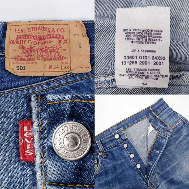 「アメリカ製」リーバイスLevis 501デニムパンツ 鬼ヒゲW34