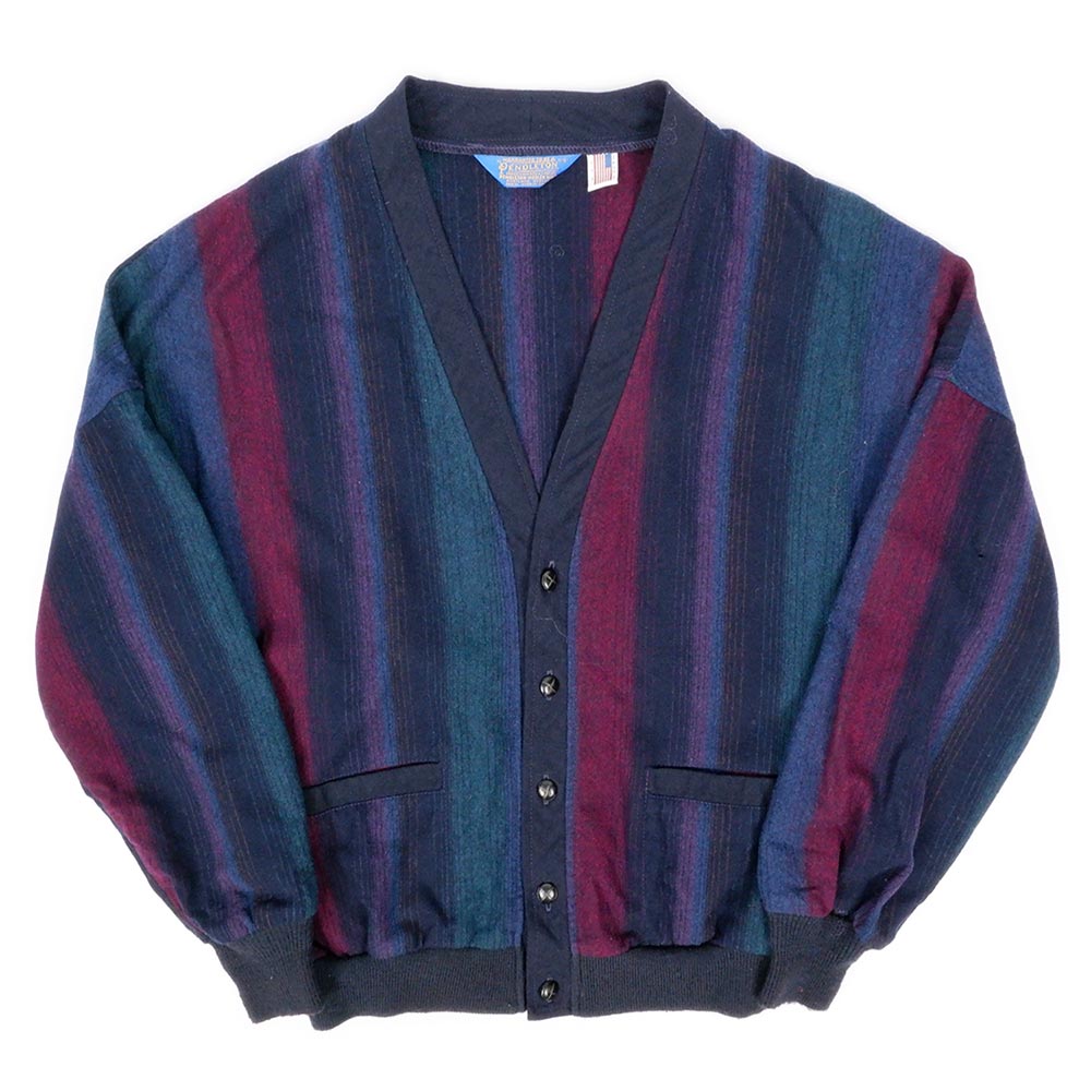 80's Pendleton ストライプ柄 ウールカーディガン "MADE IN USA"mtp06112601504460｜VINTAGE