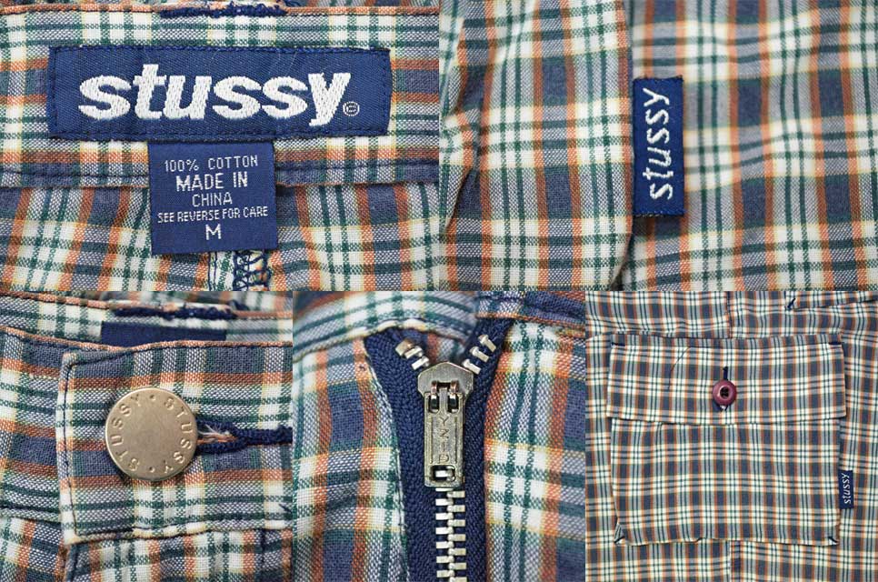 90-00's OLD STUSSY チェック柄 カーゴショーツ