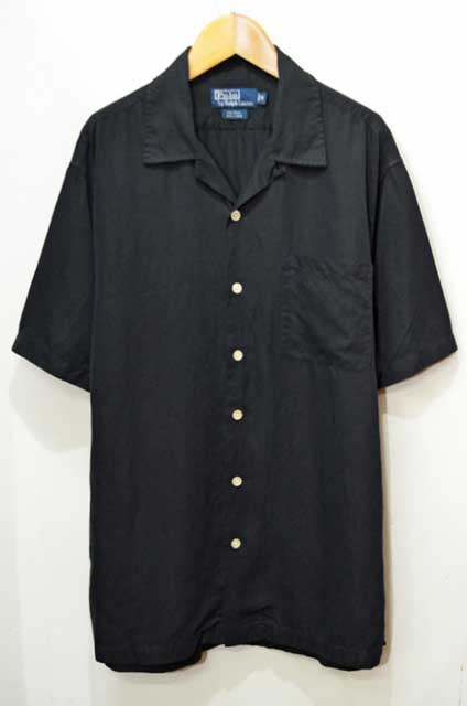 90's Polo Ralph Lauren S/S オープンカラーシャツ “BLACK / SILK×LINEN