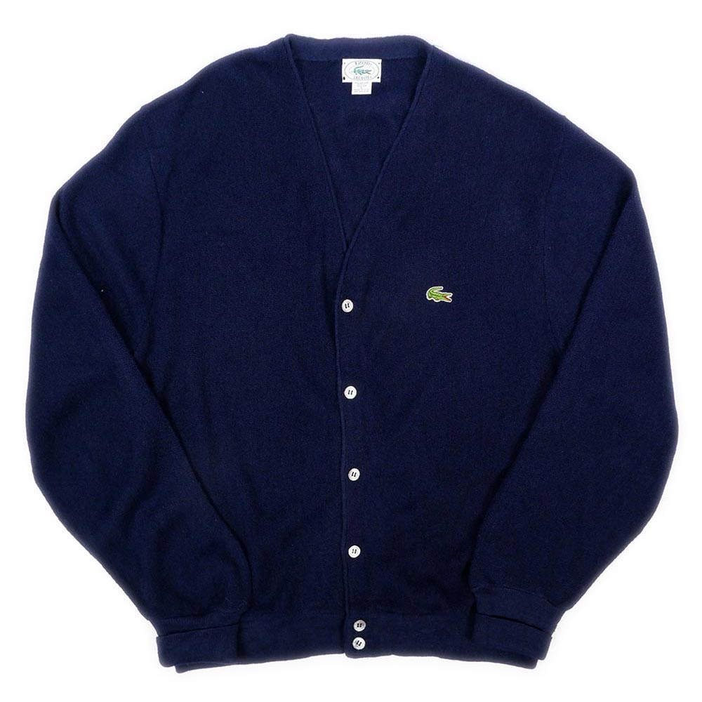 80's IZOD LACOSTE アクリルカーディガン “NAVY / MADE IN USA”mtp060a1301503764