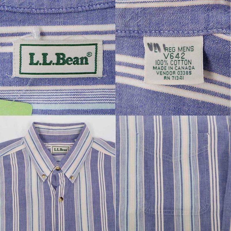 90's L.L.Bean マルチストライプ柄 ボタンダウンシャツ 