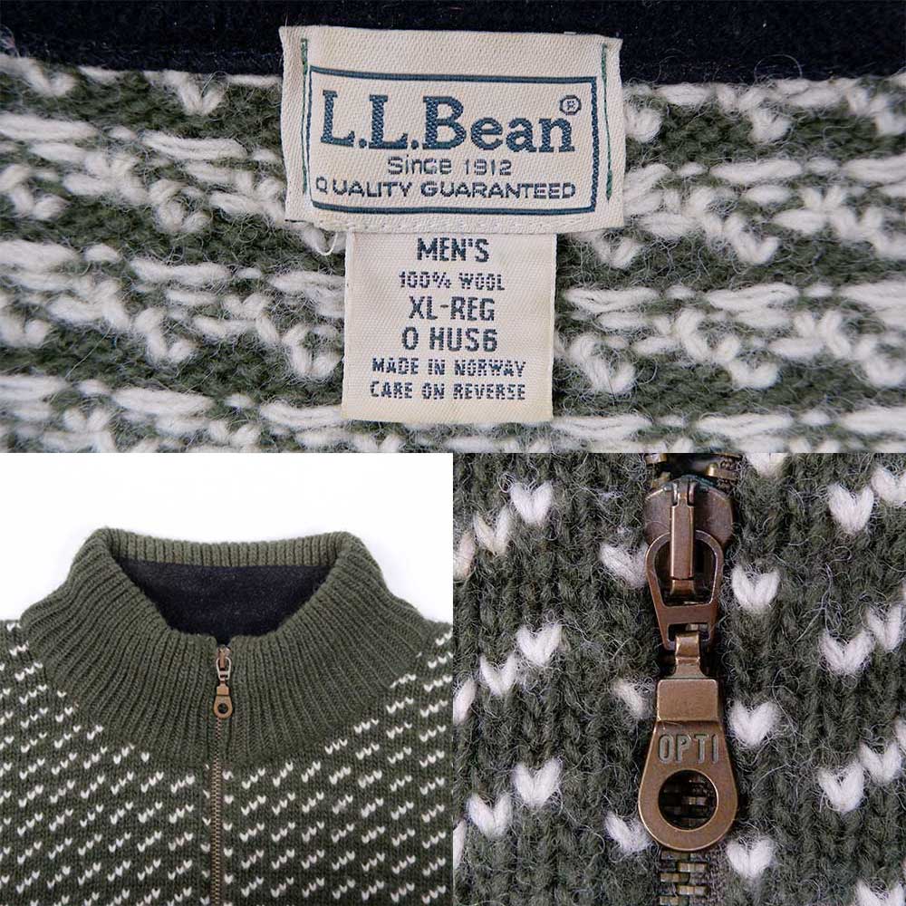 90-00's L.L.Bean バーズアイ柄 ハーフZIP ニット “MADE IN NORWAY”mtp07130603004766