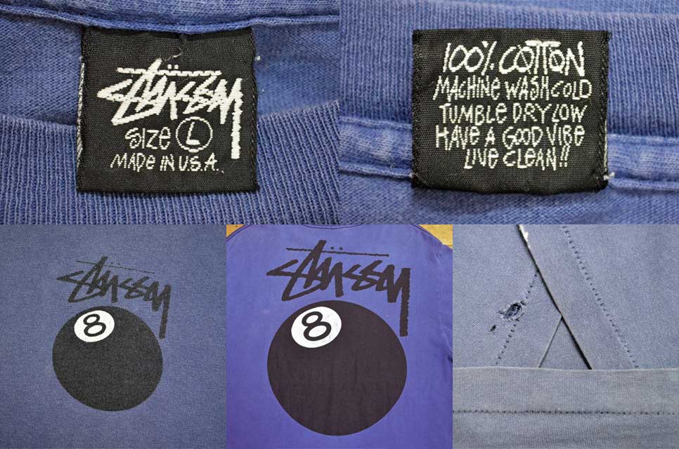80's OLD STUSSY 8ボール プリント Tシャツ “黒タグ / MADE IN USA”mtp01970502002267｜VINTAGE  / ヴィンテージ-T-SHIRT / Tシャツ｜usedvintage box Hi-smile