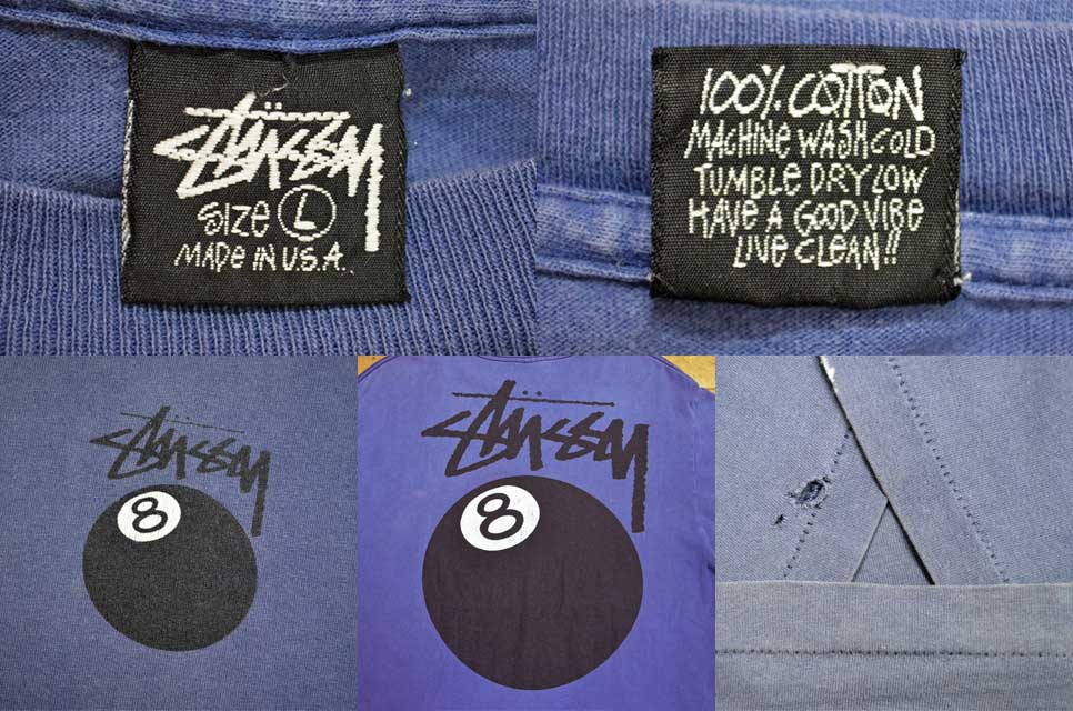 黒タグ old stussy 8ボール-