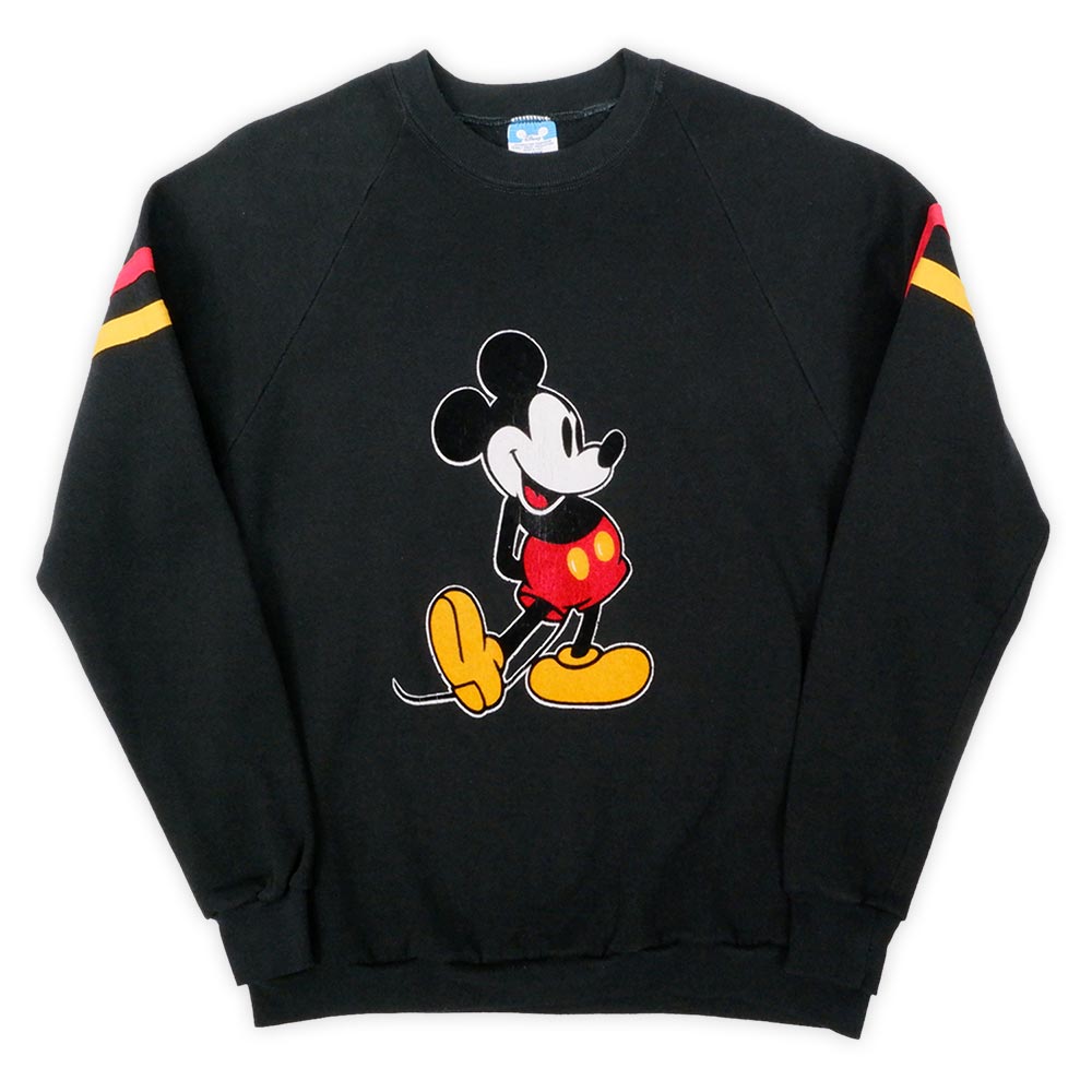 80's Mickey Mouse フロッキープリント スウェット 