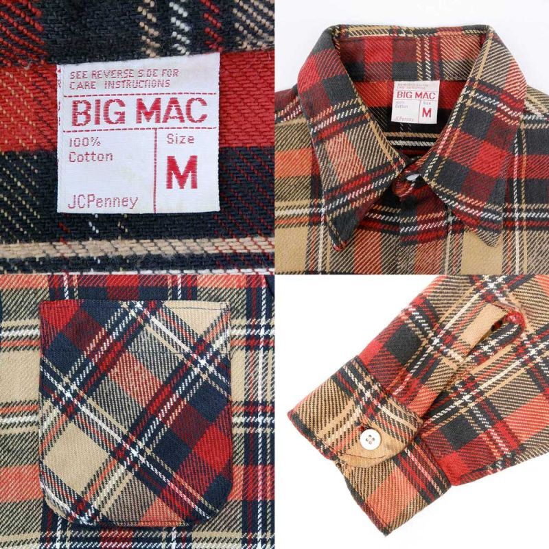 70s 単色タグ BIG MAC ネルシャツ JCPenny  ビンテージ