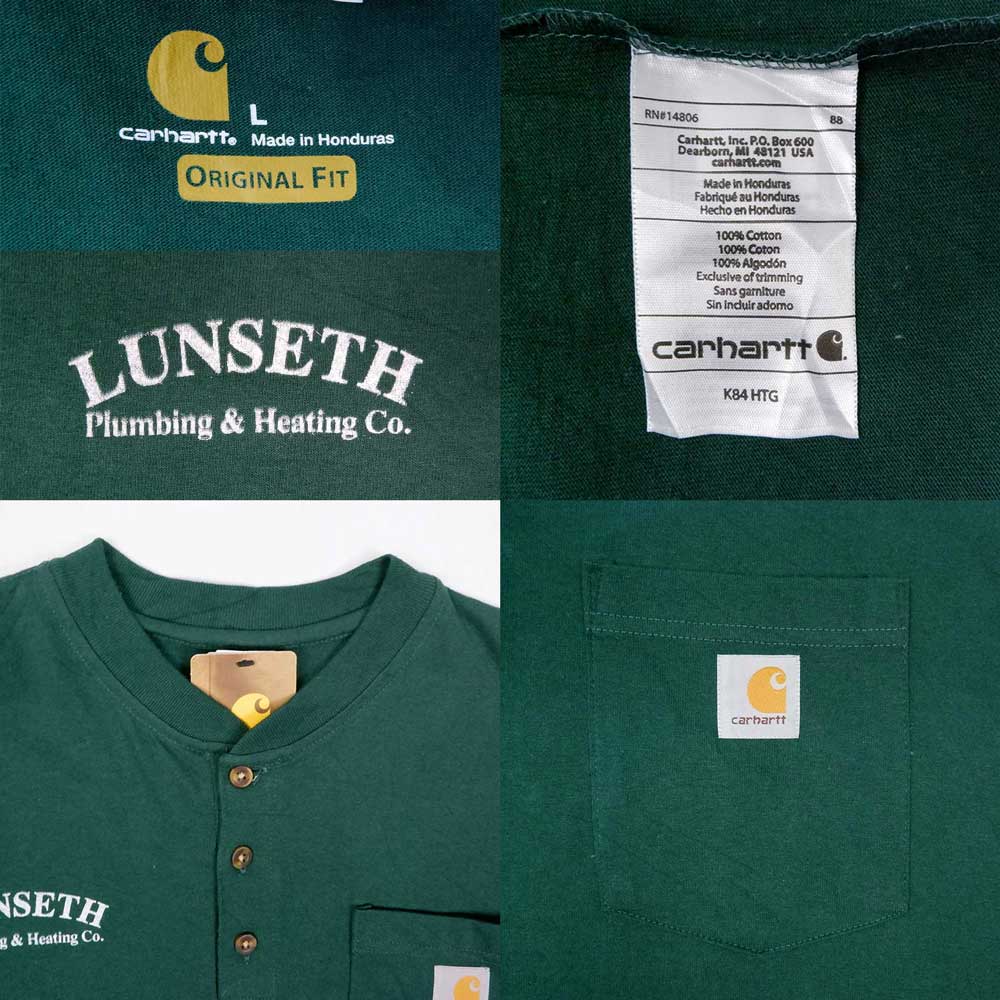 Carhartt ヘンリーネック Tシャツ “企業ロゴ刺繍 / DEADSTOCK
