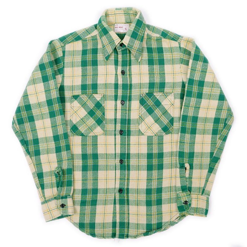 70's BIG MAC ヘビーネルシャツ "GREEN BASE / size S"mtp039b1402002385｜VINTAGE