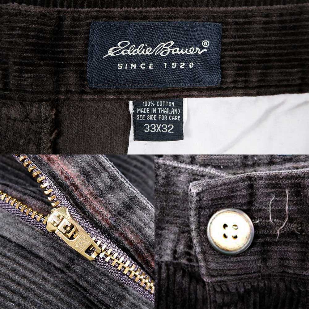 90's Eddie Bauer 2タック 太畝コーデュロイパンツ “DARK BROWN