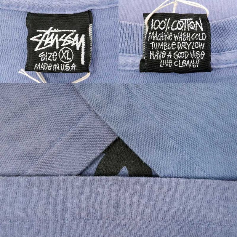 80's OLD STUSSY シャネルロゴ Tシャツ “MADE IN USA / BLUE 