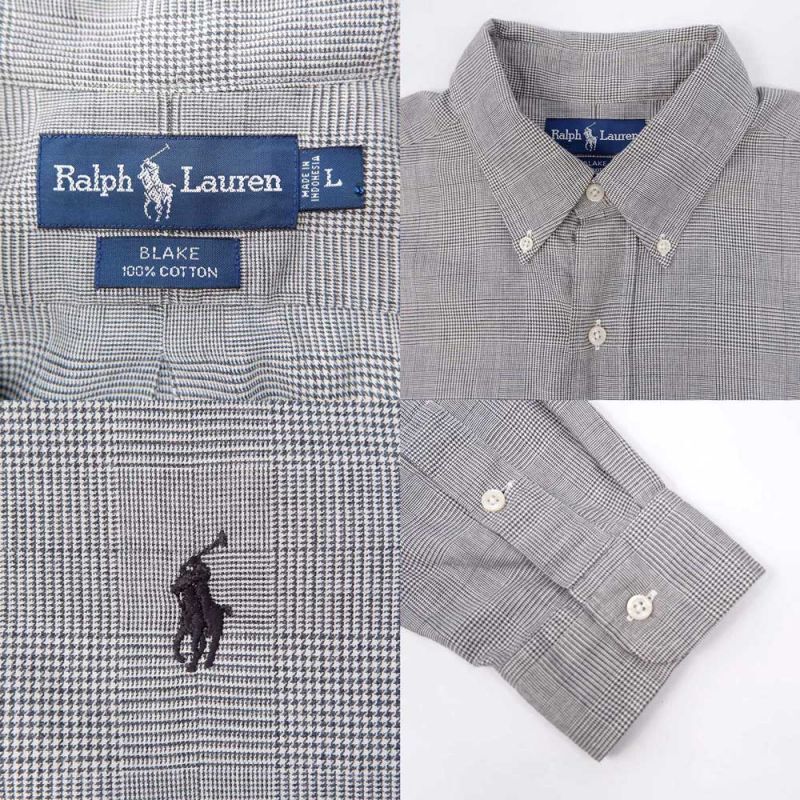 90's Polo Ralph Lauren グレンチェック柄 ボタンダウンシャツ