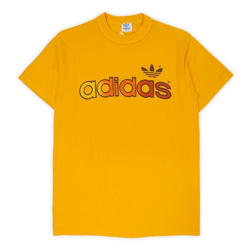 80's adidas トレフォイルロゴ プリントTシャツmtp01562702609995