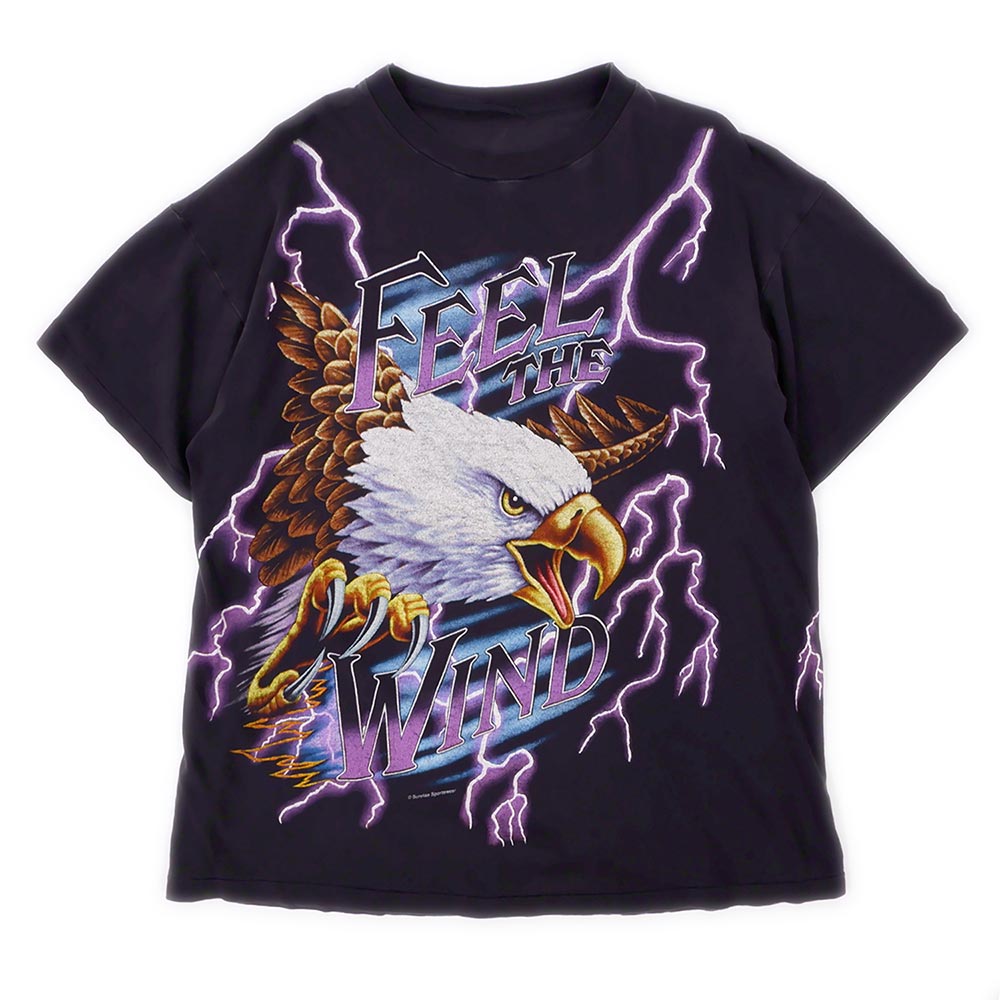 90s american thunder アメリカンサンダーウルフ柄半袖Tシャツ