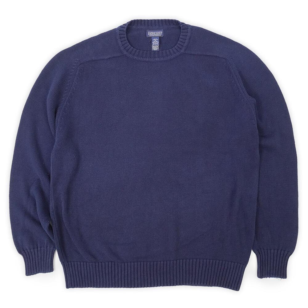 LANDS'END USA製 ドリフターセーター マルチライン 紺 XL~2XL